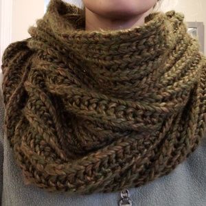 Olive green knitted infinity scarf